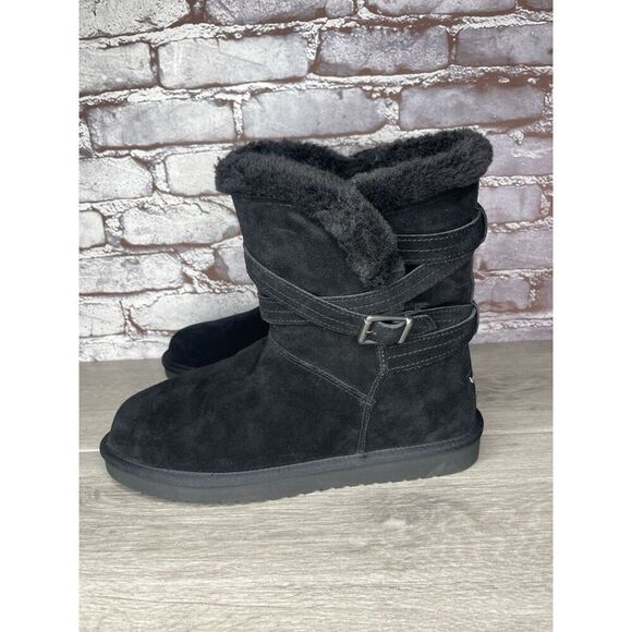 Koolaburra UGG Delene Black Suede Boots Buckle Boots Women’s 10M US/41EU 1121504 - Picture 3 of 16